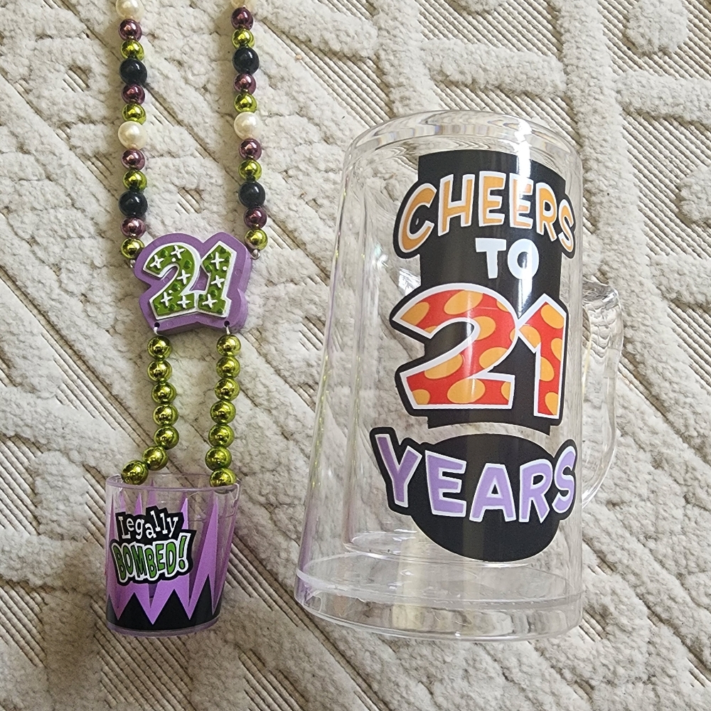 21st Birthday cup and necklace